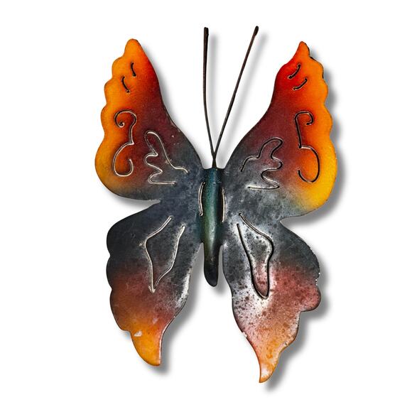 Made in Mexico Metal Wall Art | Hummingbird & Butterfly Trio | Rustic Garden - Picture 4 of 11